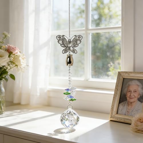 Butterfly Crystal Catcher Mini Urn for Ashes Keepsake Suncatcher with Small Cremation Holder,Hanging Memorial Decor mini urn,1.2 Inches Tiny urn for Human or Pet Ashes Sharing Memorial Urn