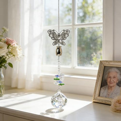 Butterfly Crystal Catcher Mini Urn for Ashes Keepsake Suncatcher with Small Cremation Holder,Hanging Memorial Decor mini urn,1.2 Inches Tiny urn for Human or Pet Ashes Sharing Memorial Urn