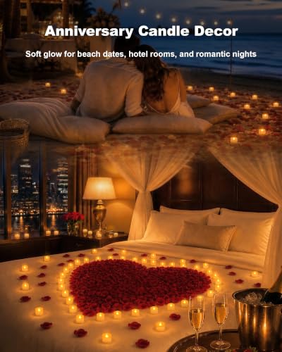 Homemory 50-Pack Flameless Tea Lights Candles Battery Operated, 200+ Hours - color: Bright Amber Glow – White Body, size: Pack of 50