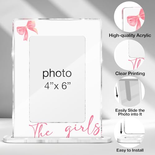Best Friends Picture Frame Friendship Gifts for Girls Bestie Best Friends Sister, the Girls Acrylic Picture Frames 4 x 6 Inch Photo - color: V-the Girls