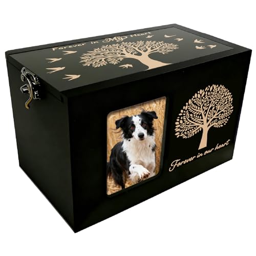 Tree of Life Pet Urn Wooden Pet Urn Box Tree Words Pattern Rectangle Storage Containers Cremation Box with Photo Frame for Animal Dog Cat Memorial Remembrance Gift 6.3 x 4.3 x 4.3 Inch - color: Tree of Life