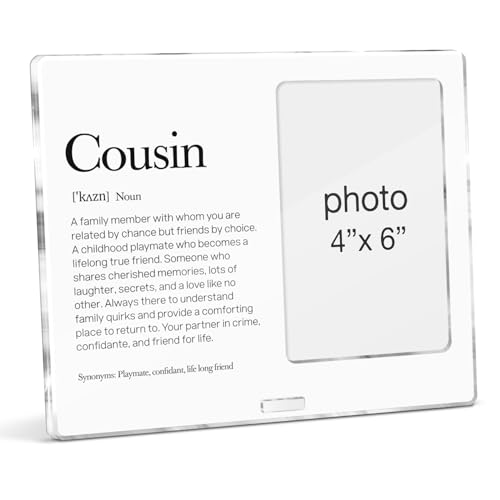 Cousins Picture Frame Cousin Gifts for Women Men Kids Boys Girls Birthday Christmas End of Year, Cousin Definition Acrylic Picture Frames 4 x 6 Inches Photo - color: D-Cousin