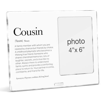 Cousins Picture Frame Cousin Gifts for Women Men Kids Boys Girls Birthday Christmas End of Year, Cousin Definition Acrylic Picture Frames 4 x 6 Inches Photo - color: D-Cousin