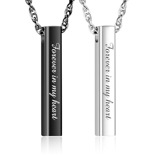 abooxiu Urn Necklace for Human Ashes Cremation Jewelry for Ashes Stainless Steel Keepsake Ashes Necklace Memorial Urn Jewelry Pendant for Women Men - Forever in my heart - style: Silver&Black