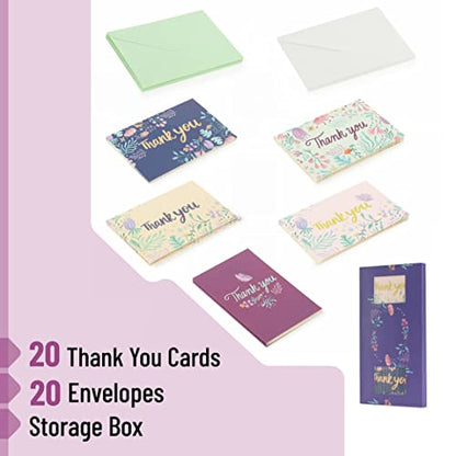 Mr. Pen- Thank You Cards with Envelopes, 20 Pack, 5 Design | Thank You Note Blank Inside, Thank Cards with Envelopes - color: Greenery Purple Design
