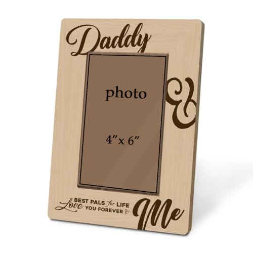 Daddy and Me Picture Frame Holds 4 x 6 Photo, Rustic Wooden Tabletop Display with Best Pals for Life Message, Sentimental Gift for Dad - color: Father15
