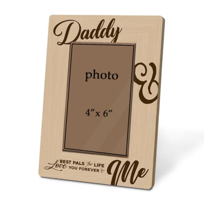 Daddy and Me Picture Frame Holds 4 x 6 Photo, Rustic Wooden Tabletop Display with Best Pals for Life Message, Sentimental Gift for Dad - color: Father15