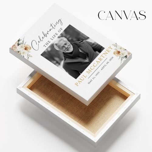 Personalized Funeral Welcome Sign with Photo for Celebration of Life #11 | Elegant Celebration Tribute Canvas Display, Celebration Tribute Board, Forever In Our Hearts Keepsake for Loved Ones - color: Version #11