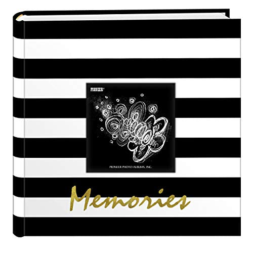 Pioneer Photo Albums Golden Memories Black and White Striped 200 pkt 4x6 Photo Album, Pocket, Gold - size: 200 Pocket 4x6