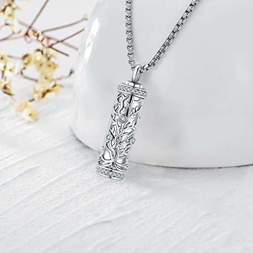 Urn Necklace for Ashes for Women/Men 925 Sterling Silver Cremation Jewelry w/Funnel Filler Memorial Jewelry Gifts - color: A-Tree of Life 1, style: Non - Customized