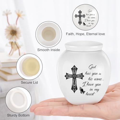 Dletay Small Urns for Human Ashes Keepsake Cross Mini Cremation Urn for Ashes Memorials Decorative Caskets for Female Male