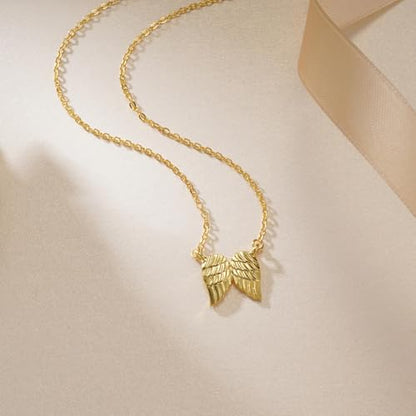 Little Hug from Heaven Angel Wings Necklace Gift for Women, Guardian Angel Sympathy Condolence Gift for Loss Mom Dad - style: angel wings neck gold