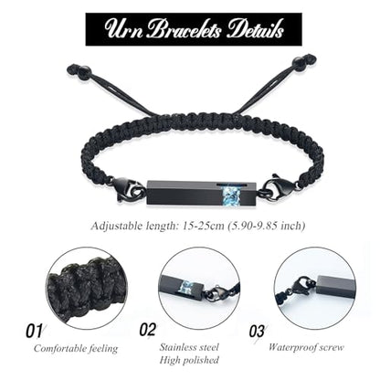 Harbeingt Adjustable Urn Bracelet for Ashes for Women Cremation Jewelry - color: Black Blue1