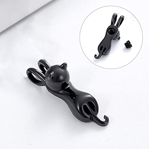 Cute Cat Urn Necklace for Ashes for Pet Love Animal Cat Cremation Ash Memorial Keepsake Pendant Necklaces - color: Black