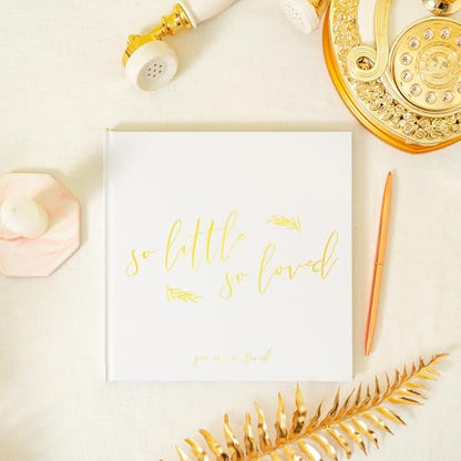 Calculs So Little So Loved Baby Shower Guest Book, Gold - color: White & Gold