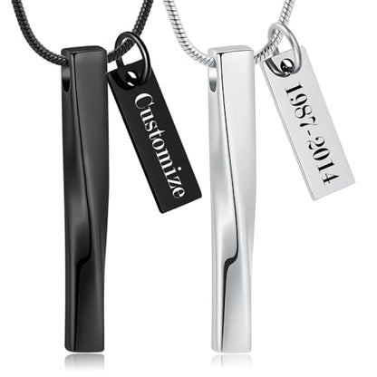 Urn Necklace for Ashes Twist Strip Cremation Jewelry Bar Ashes Necklace Memorial Keepsake Urn Pendant for Women Men Always In My Heart - color: Customize Engraved