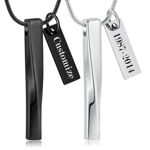 Urn Necklace for Ashes Twist Strip Cremation Jewelry Bar Ashes Necklace Memorial Keepsake Urn Pendant for Women Men Always In My Heart - color: Customize Engraved