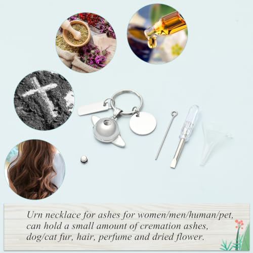 Imrsanl Saturn Urn Necklace Cremation Jewelry for Women Men - color: Keychain-Silver