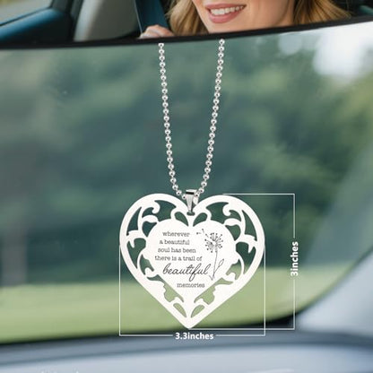 Memorial Heart Ornament, “Wherever a Beautiful Soul Has Been” Sympathy Gift for Loss of Dad, Remembrance Keepsake for Mom Dad Friends Bereavement Dandelion Hanging Ornaments S2X33 - style: Memorial Heart2
