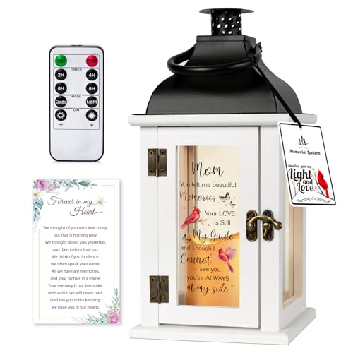 Memorial Lantern - Bereavement Sympathy Gifts for Loss of Loved One Memorial Gifts for Loss of Mother Remembrance Gifts Thoughtful Funeral Gifts for Loss of Mom with LED Candle and Remote - color: Mom