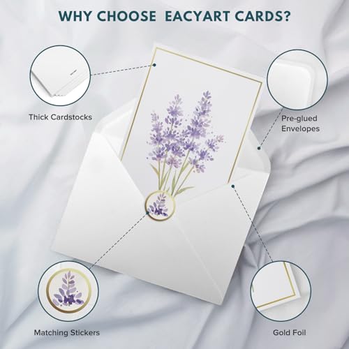 Blank Cards, 30 Blank Greet Cards, Gold Foil Blank Note with Envelopes | Perfect Stationary Set For All Occasions, 5 Assorted Floral Designs