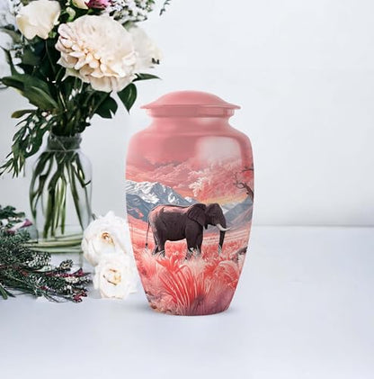 Pink Elephant Cremation Urn Set - Adult Urn with Keepsakes - 10&3 Inch - color: Elephant-4, size: combo-3