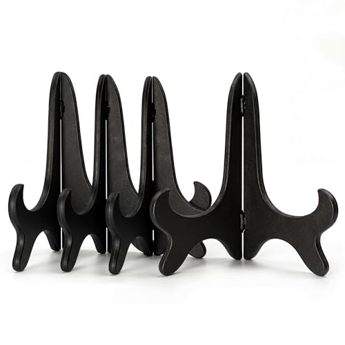 Artliving Black 8" Wood-Like Plastic Easels Plate Display Stands Picture Frame Stand Holder-Set of 4 - size: 8 inch