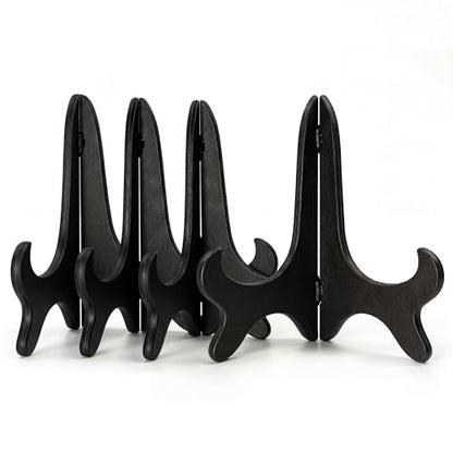 Artliving Black 8" Wood-Like Plastic Easels Plate Display Stands Picture Frame Stand Holder-Set of 4 - size: 8 inch