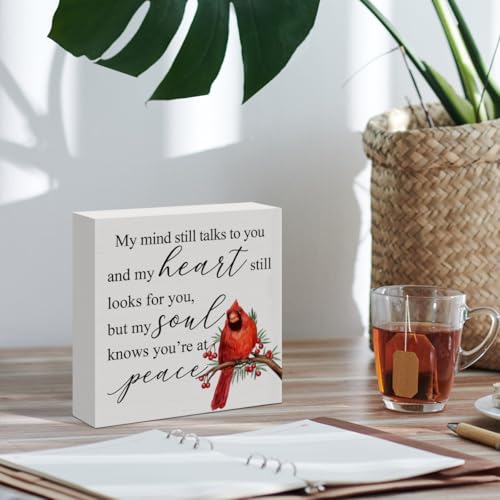 Sympathy Gift for Loss of Loved One, Memorial Remembrance Bereavement Gift Condolence Decor Sign Loss of Father Mother Son Brother Sister Cardinal Saying Decoration, You Are at Peace