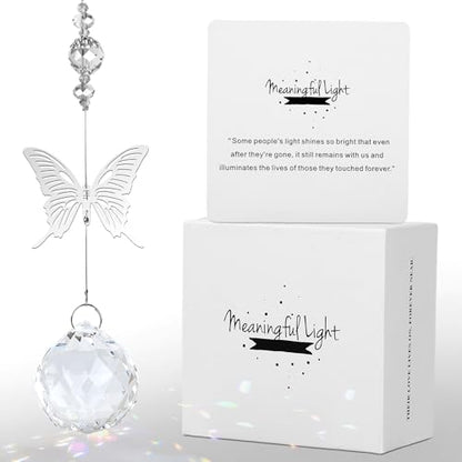 Modern Memorial Gifts: Bereavement Gift Ideas - Symbolic Rainbow Crystal Suncatcher, Funeral Gifts For Loss Of Loved One - color: Butterfly