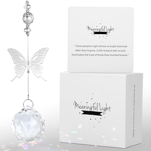 Modern Memorial Gifts: Bereavement Gift Ideas - Symbolic Rainbow Crystal Suncatcher, Funeral Gifts For Loss Of Loved One - color: Butterfly