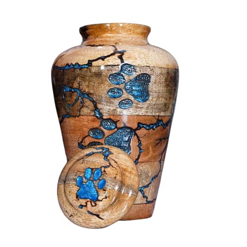 Wooden Pet Urn for Ashes - Small (100 LBS), Handcrafted Memory Box - persutm-04 - size: Small 100 LBS