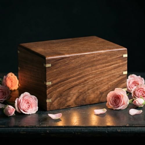 Wooden Cross Carved Rosewood Cremation Urn for Human Ashes (Brown Bottom Opening) - color: Brown Bottom Opening