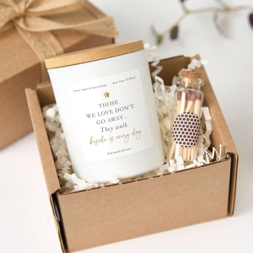 Memorial Candle Gift Box | Sympathy Remembrance Present | Personalized Bereavement Gift | in Memory Soy Wax Candle-White/Unscented - color: White