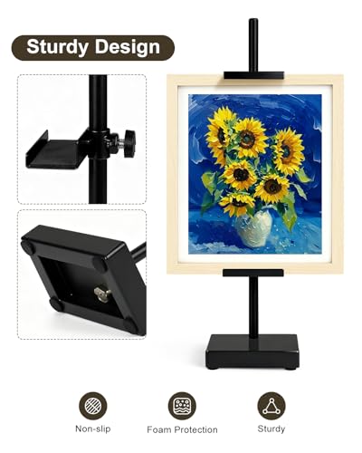 Adjustable Tabletop Easel Stand, Black 17" H Easels for Display | 4 Pack Picture Easels for Display, Metal Picture Frame Holder Stand Table, For Art, Photo - color: Black 4Pack