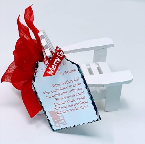 Christmas in Heaven Poem Memorial Empty Chair, Rustic Tree Ornament In Loving Memory, Wedding Remembrance and Sympathy (White)