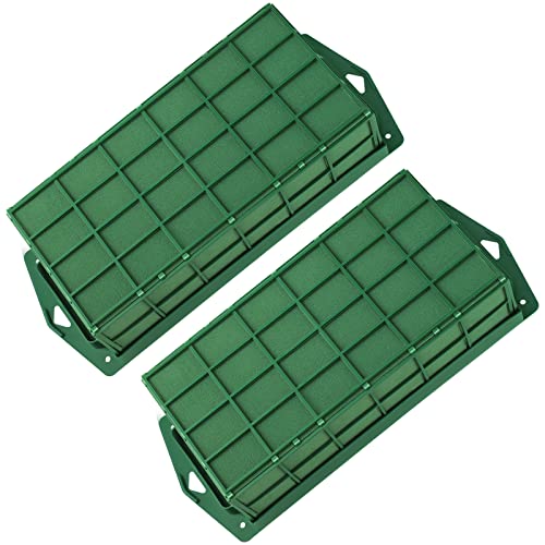 Hahood 2 Packs Floral Foam Cage Rectangle Flower Cage Holders with Floral Foam Flower Arrangement Supplies for Fresh Flowers, Home Wedding Decorations, 11.8 x 4.3 x 3.1 Inches