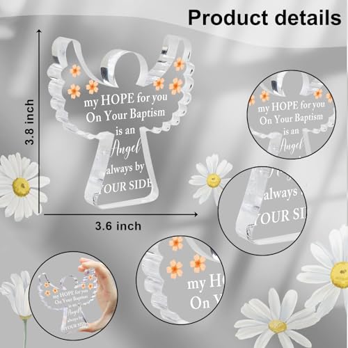Baby Christening Gifts, Baptism Gifts, First Communion Easter Confirmation Gifts, Angel Acrylic Decor Sign, Baby Blessings Baptism Gifts for Home Living Room Desk Centerpiece Decor - style: 048