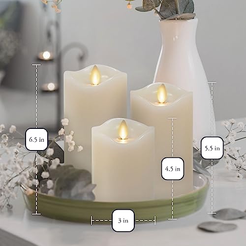 Matchless Candle Co. Flameless Moving Flame Pillars, Unscented Wax Melted Edge, AA Batteries - color: Ivory