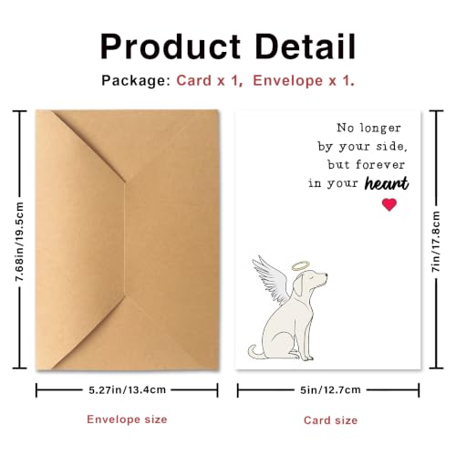 PTRUKD, Pet Sympathy Card That Will Stay In Your Heart Forever, Lost Dog, Pet Owner Sympathy, Pet Memorial Bereavement, Dog Owner Loss Card, Suitable for Funerals - color: PLOS-KM-140