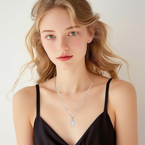 Infinity Urn Necklace for Ashes Sterling Silver Heart Moonstone Turquoise Birthstone Keepsake Memorial Cremation Jewelry for Women - style: Infinity A-06-Jun.-Moonstone