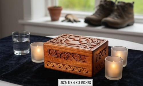 Wooden Pet Memorial Cremation Urns for Ashes Pet Urn Wood Keepsake Paw Box Urns for Cat Dogs Ashes | Cat Memorials