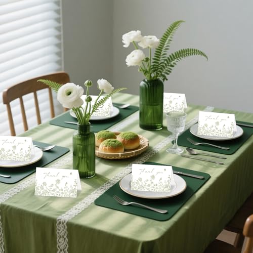 48 Pack Green Floral Thank You Cards With Envelopes Stickers, Summer Wedding Floral Thank You Card Greenery Bridal Shower Birthday Supplies - style: 48 Pcs - Green Flowers