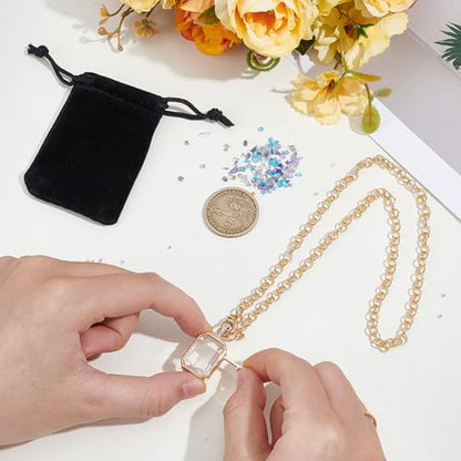 NBEADS Locket Pendant Necklaces, Memory Locket Charms Brass Floating Memory Necklace - style: Rectangle