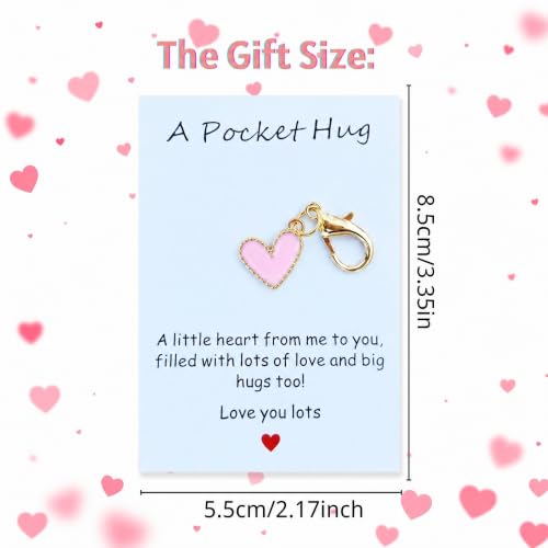YOJO Pocket Hug Keychain, Love Keychain with Positive Affirmation Card, Emotional Support, Inspirational Gift - color: Pink