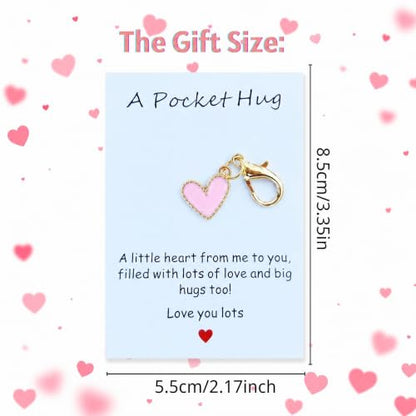 YOJO Pocket Hug Keychain, Love Keychain with Positive Affirmation Card, Emotional Support, Inspirational Gift - color: Pink