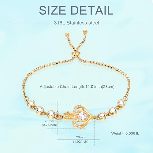 Rose Flower Adjustable Urn Bracelet for Ashes Birthstone Stainless Steel Cremation Jewelry Memorial Keepsake Locket Urns Bracelet Jewelry for Men Women Gifts - color: Gold