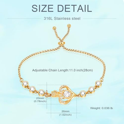 Rose Flower Adjustable Urn Bracelet for Ashes Birthstone Stainless Steel Cremation Jewelry Memorial Keepsake Locket Urns Bracelet Jewelry for Men Women Gifts - color: Gold
