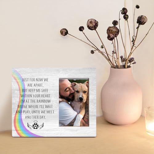 Orchroma Rainbow Bridge Dog Memorial Gifts Picture Frame,Loss of Dog Sympathy Gift,4x6 Photo Frame - color: 8x10 in(Just for now we are apart)