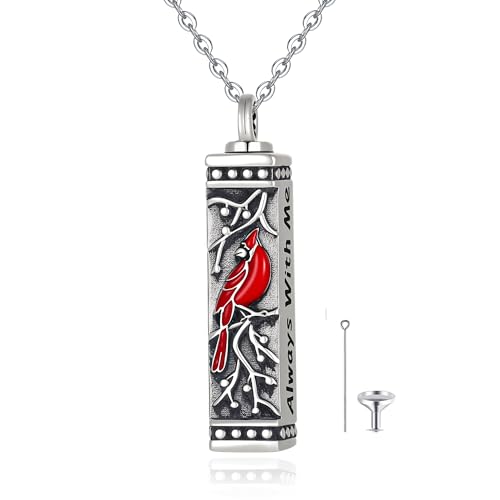 Flower Cute Animal Sterling Silver Pendant Urn Ashes Necklace for Women BF0709 - color: Bar *Cardinal 1